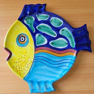 VTG Ceramic Hand Painted Disuir For Vietri Plate/Decorative Piece Made In Italy.